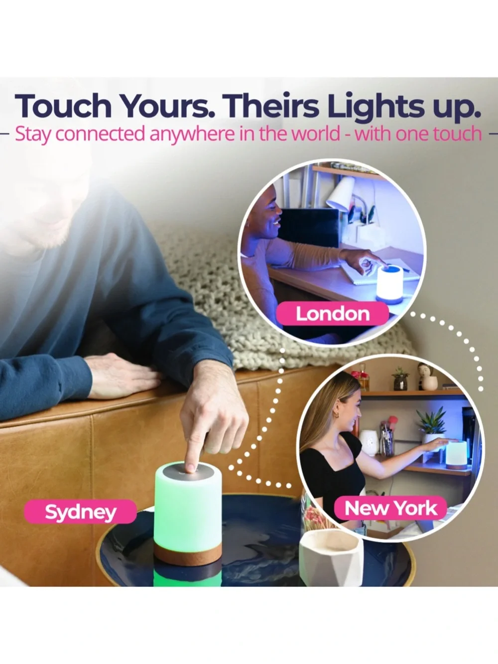 NEW • LuvLink Long Distance Friendship Lamps 2pc Pair
